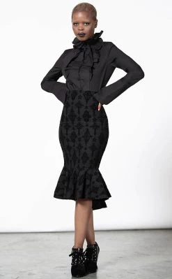 Buy π€© Killstar Candence Flocked Midi π Skirt π―