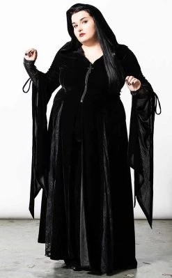 Cheap 💯 Killstar Dark Descent Hooded Duster | Black ✨ -Gothic-clothing Shop Dark Descent Hooded Duster Black Killstar 5 650x