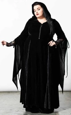Cheap 💯 Killstar Dark Descent Hooded Duster | Black ✨ -Gothic-clothing Shop Dark Descent Hooded Duster Black Killstar 6 650x