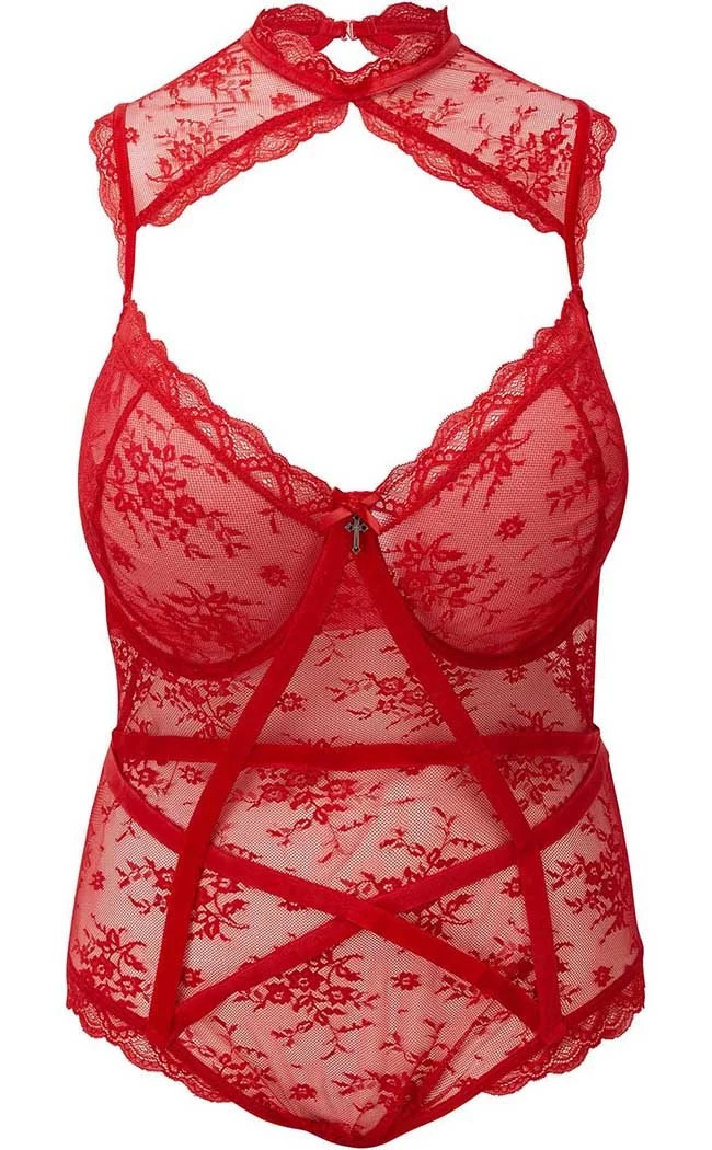 Discount π€© Killstar Dark Desire Lace Bodysuit | Scarlet π€© 3 Discount π€© Killstar Dark Desire Lace Bodysuit | Scarlet π€© - Image 3