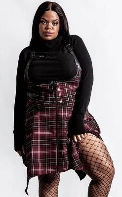 Cheapest 🛒 Killstar Dazed & Confused Suspender 👗 Skirt | Blood Tartan 🔔 -Gothic-clothing Shop Dazed Confused Suspender Skirt Blood Tartan Killstar 3 650x
