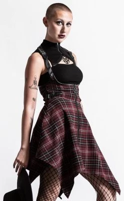 Cheapest 🛒 Killstar Dazed & Confused Suspender 👗 Skirt | Blood Tartan 🔔 -Gothic-clothing Shop Dazed Confused Suspender Skirt Blood Tartan Killstar 4 650x