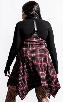 Cheapest 🛒 Killstar Dazed & Confused Suspender 👗 Skirt | Blood Tartan 🔔 -Gothic-clothing Shop Dazed Confused Suspender Skirt Blood Tartan Killstar 5 650x