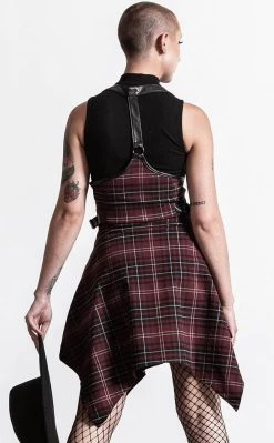 Cheapest 🛒 Killstar Dazed & Confused Suspender 👗 Skirt | Blood Tartan 🔔 -Gothic-clothing Shop Dazed Confused Suspender Skirt Blood Tartan Killstar 6 650x