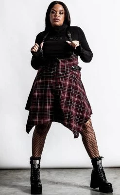 Cheapest π Killstar Dazed & Confused Suspender π Skirt | Blood Tartan π