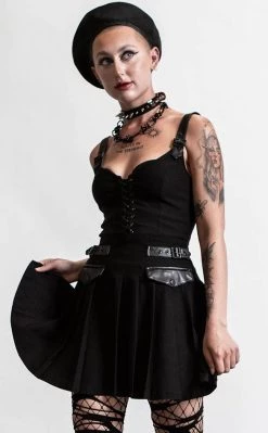 Cheapest β Killstar Distortion Pleated π Dress | Black π 10 Cheapest β Killstar Distortion Pleated π Dress | Black π -Gothic-clothing Shop Distortion Pleated Dress Black Killstar 4 650x