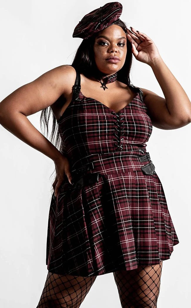 Outlet β Killstar Distortion Pleated π Dress | Blood Tartan π 3 Outlet β Killstar Distortion Pleated π Dress | Blood Tartan π - Image 3