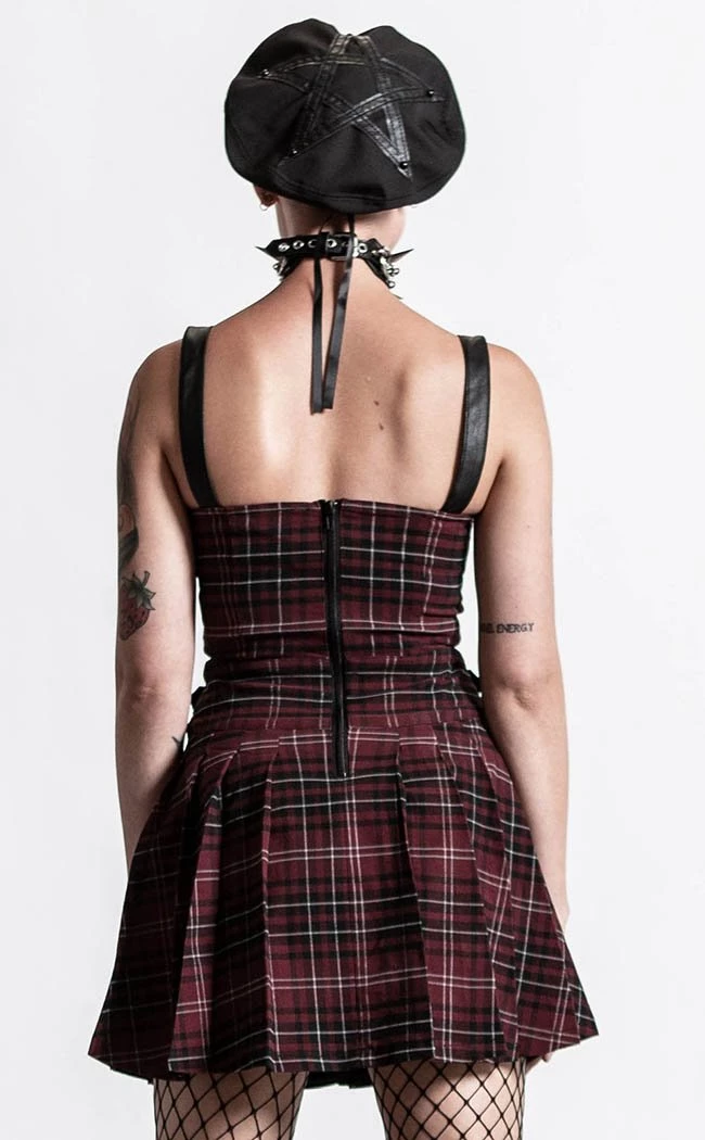 Outlet β Killstar Distortion Pleated π Dress | Blood Tartan π 5 Outlet β Killstar Distortion Pleated π Dress | Blood Tartan π - Image 5