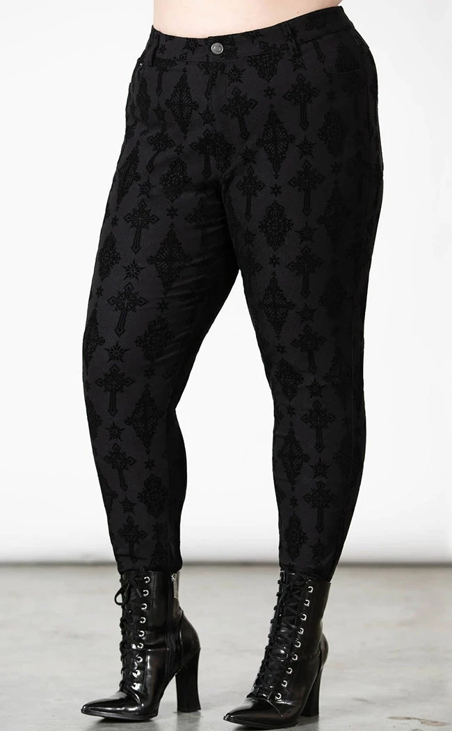 Outlet π Killstar Nora Flocked Trousers π 2 Outlet π Killstar Nora Flocked Trousers π - Image 2