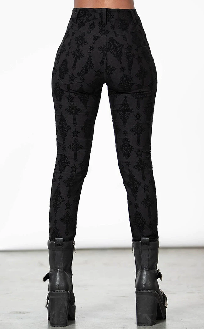 Outlet π Killstar Nora Flocked Trousers π 3 Outlet π Killstar Nora Flocked Trousers π - Image 3