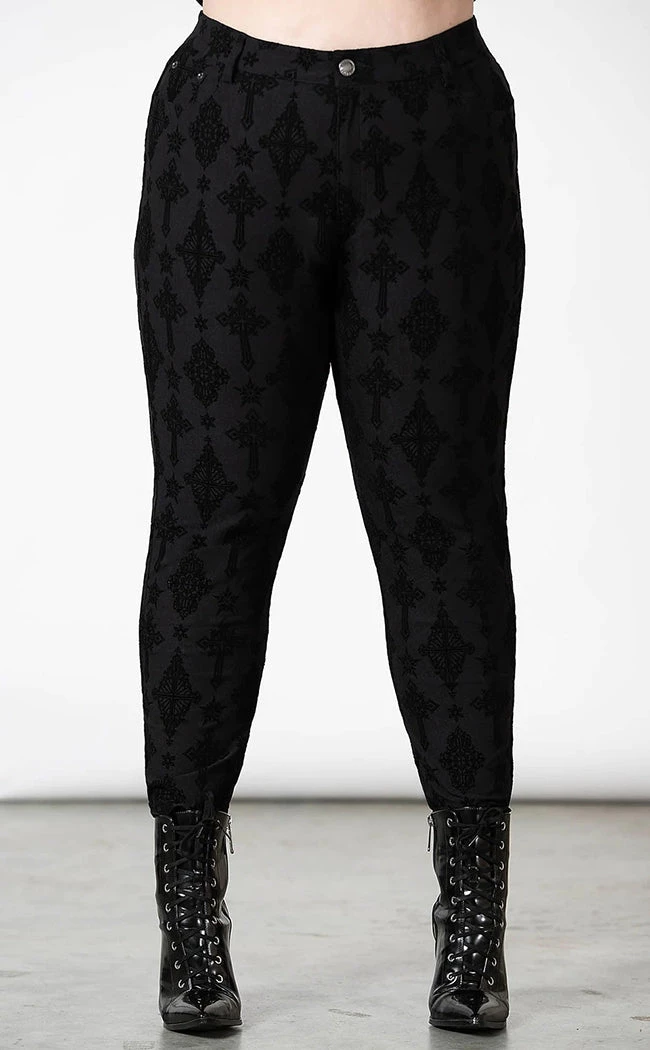 Outlet π Killstar Nora Flocked Trousers π 4 Outlet π Killstar Nora Flocked Trousers π - Image 4
