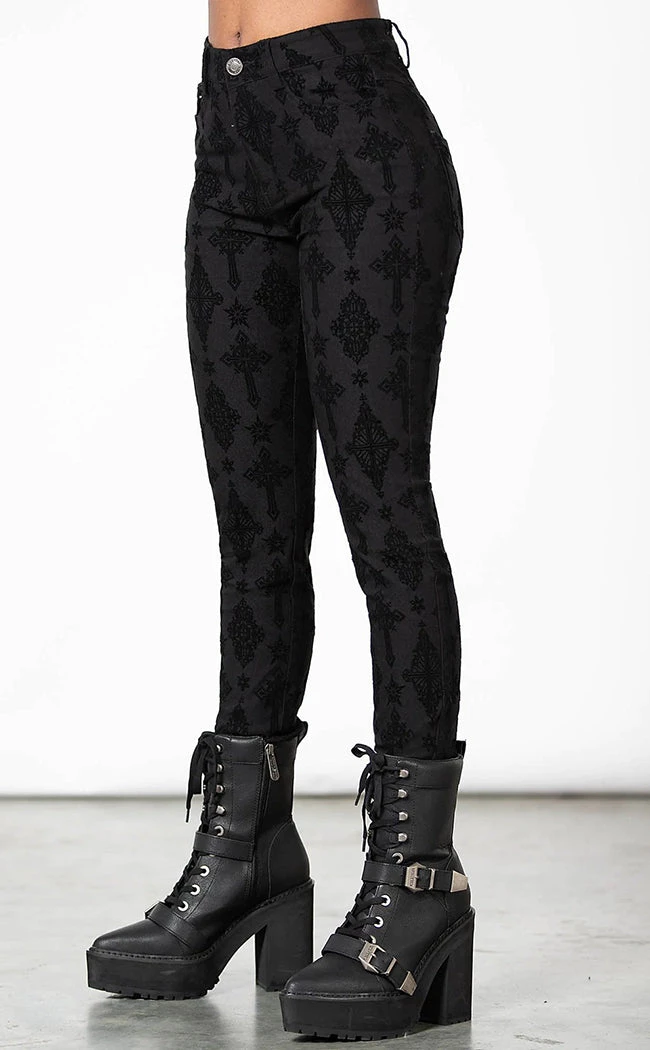 Outlet π Killstar Nora Flocked Trousers π 1 Outlet π Killstar Nora Flocked Trousers π
