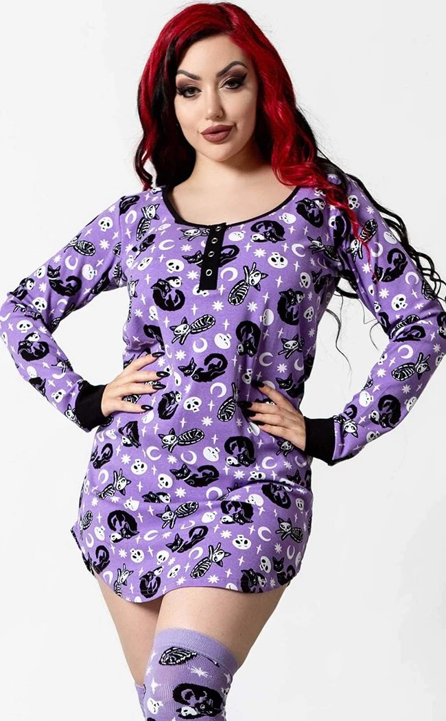Outlet π Killstar Purr Off Sleep π Dress | Plum π 2 Outlet π Killstar Purr Off Sleep π Dress | Plum π - Image 2