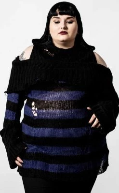 Budget 🔔 Killstar Sapphire Hooded Knit Sweater ✨ -Gothic-clothing Shop Sapphire Hooded Knit Sweater Killstar 3 650x