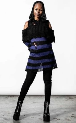 Budget 🔔 Killstar Sapphire Hooded Knit Sweater ✨ -Gothic-clothing Shop Sapphire Hooded Knit Sweater Killstar 4 650x