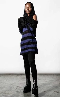 Budget 🔔 Killstar Sapphire Hooded Knit Sweater ✨ -Gothic-clothing Shop Sapphire Hooded Knit Sweater Killstar 5 650x