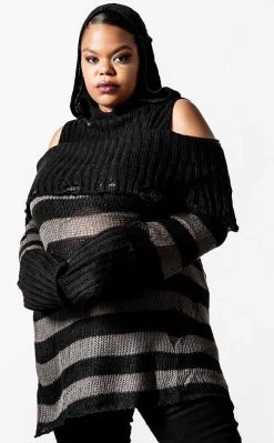 Top 10 π Killstar Shallow Grave Hooded Knit Sweater π€©