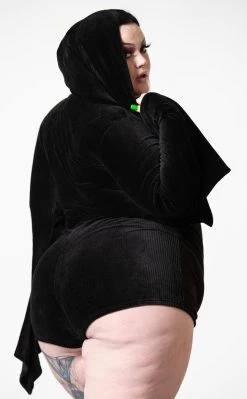 Deals 🔥 Killstar Spirit Of Slumber Hooded Playsuit [Plus-Size] 😍 -Gothic-clothing Shop Spirit of Slumber Hooded Playsuit Plus Size Killstar 4 650x