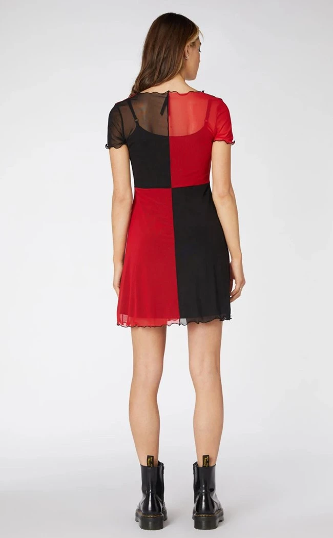 Discount π Dangerfield Split Sheer Mesh π Dress | Red/Black π― 4 Discount π Dangerfield Split Sheer Mesh π Dress | Red/Black π― - Image 4