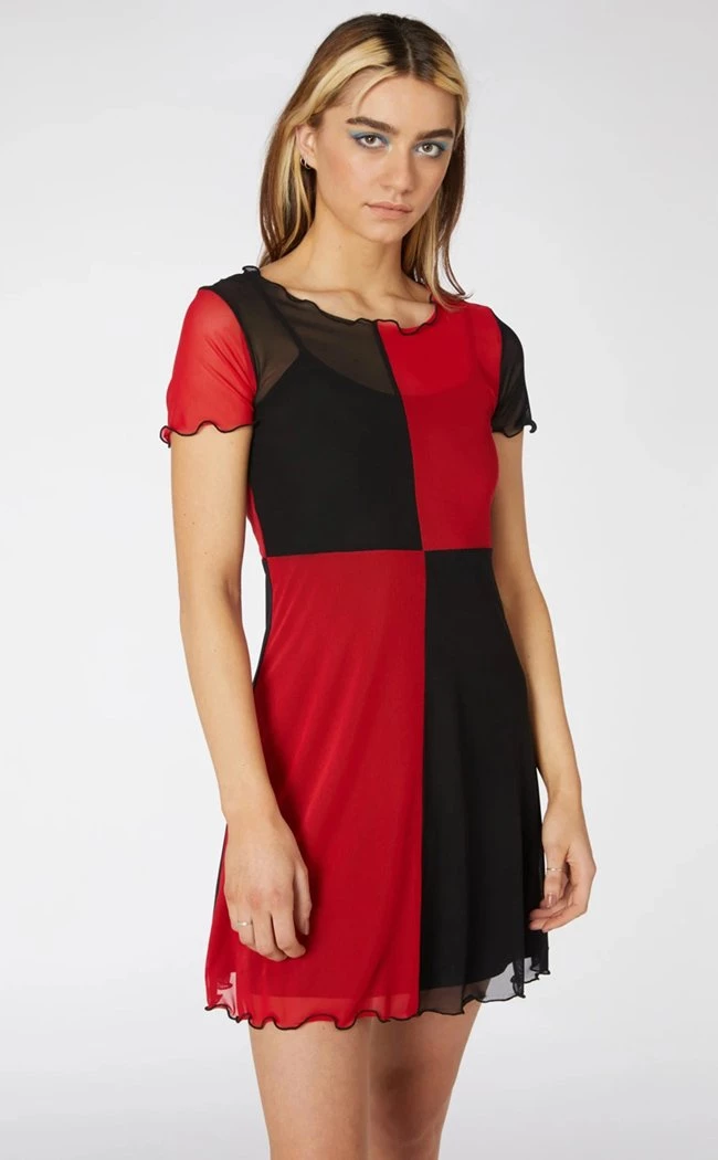 Discount π Dangerfield Split Sheer Mesh π Dress | Red/Black π― 1 Discount π Dangerfield Split Sheer Mesh π Dress | Red/Black π―