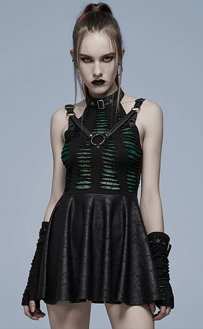 Cheap π Punk Rave Wicked Weave Harness π Dress | Black & Green β€οΈ 2 Cheap π Punk Rave Wicked Weave Harness π Dress | Black & Green β€οΈ - Image 2